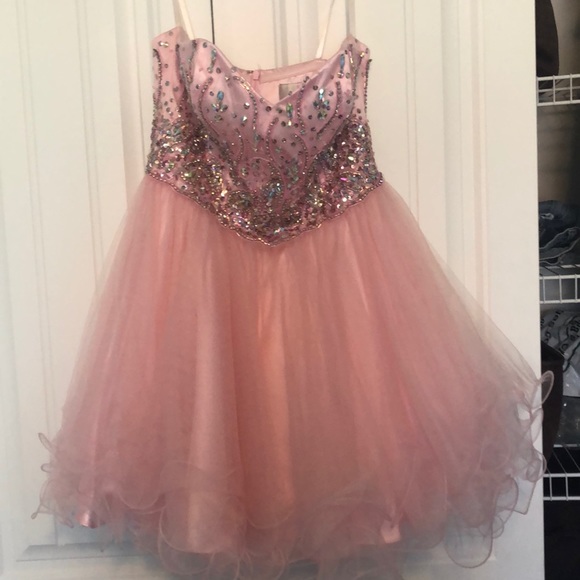 Baby Pink Sparky Homecoming Dress - Picture 3 of 5